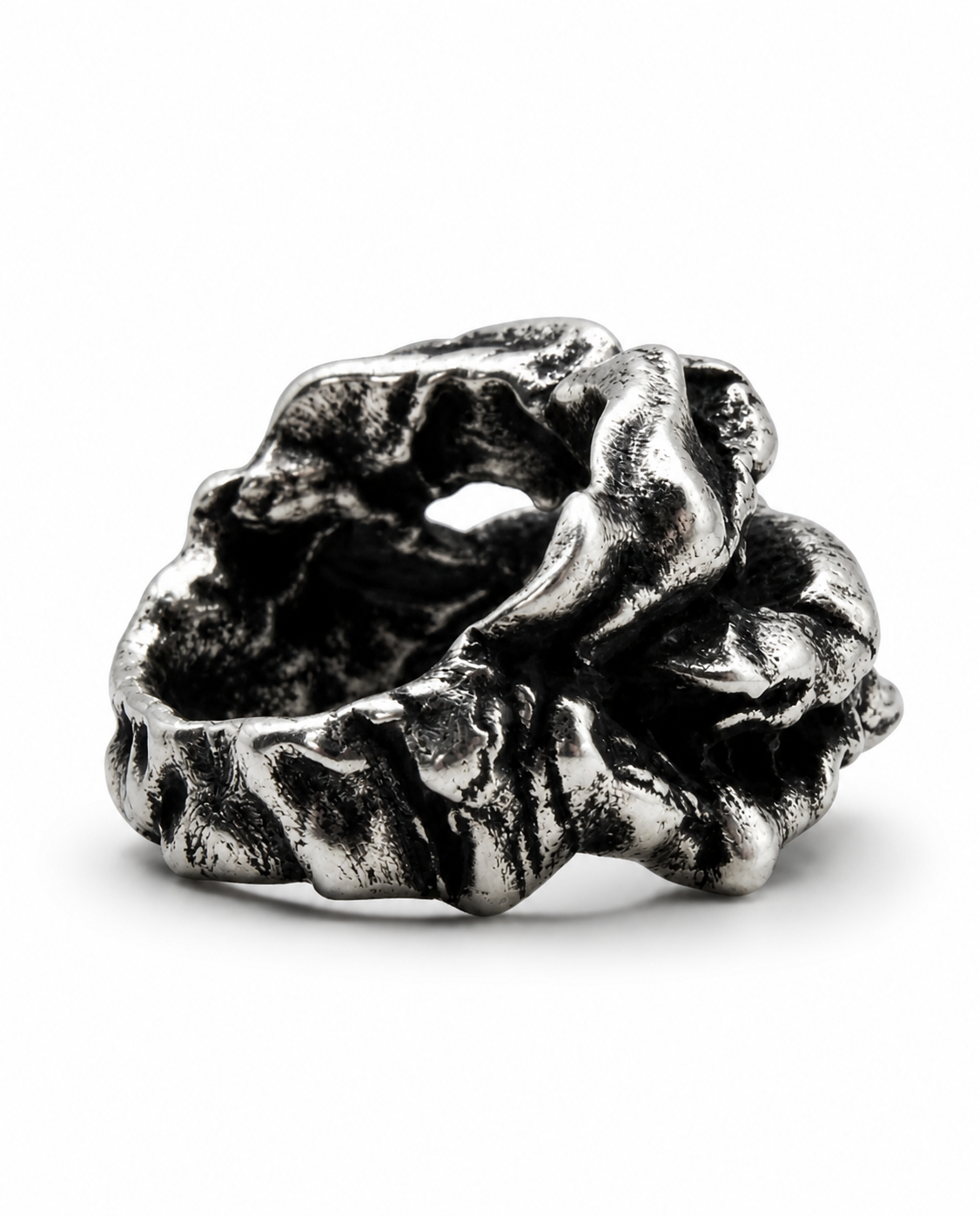 Cavity Ring 925 sterling silver geometric ring Exoderme Collection structural DYSKINESIAA Paris worn