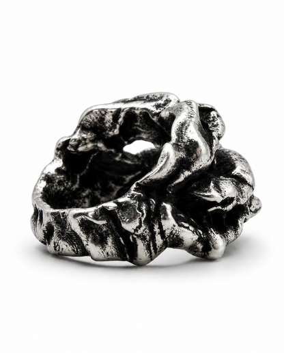 Cavity Ring 925 sterling silver geometric ring Exoderme Collection structural DYSKINESIAA Paris worn