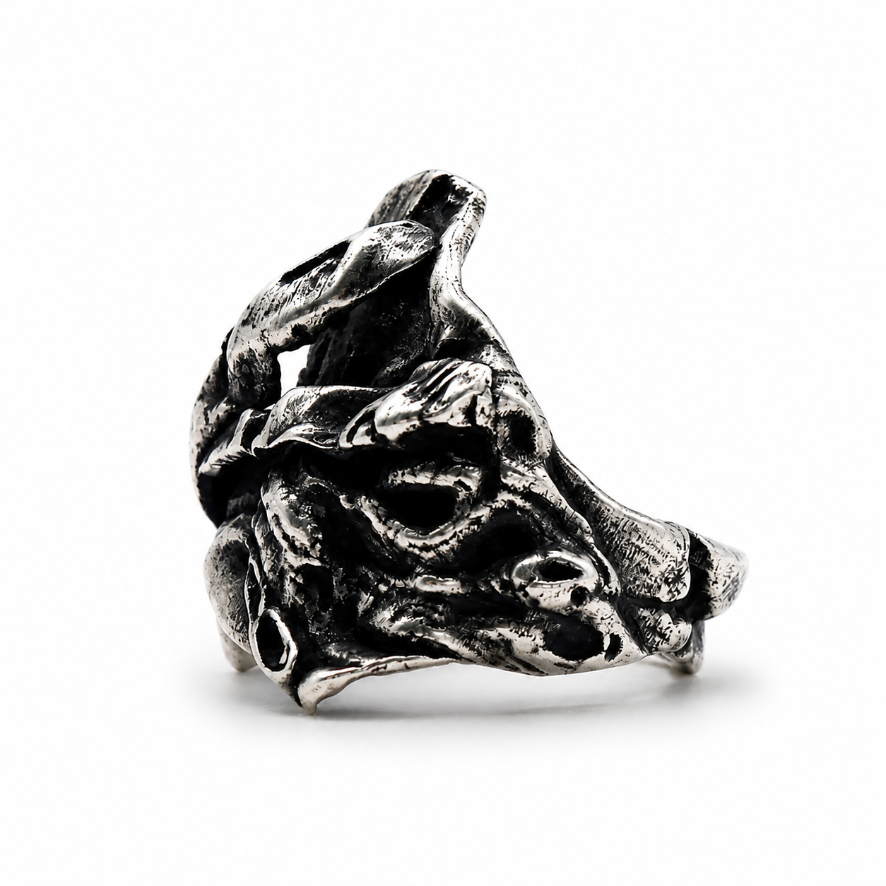 Extended Ring solid silver architectural compact ring Exoderme Collection structural designer Paris