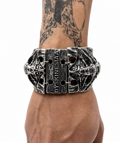 Verteber Brace 925 sterling silver heavy structural arm piece Exoderme Collection statement DYSKINESIAA
