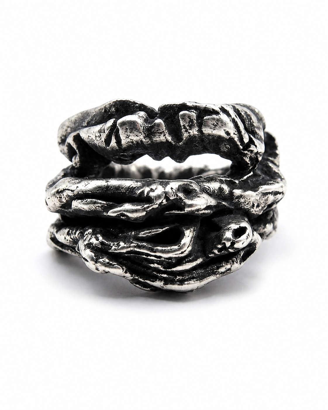 Cavity Ring 925 sterling silver hollow architectural form Exoderme Collection DYSKINESIAA Paris front