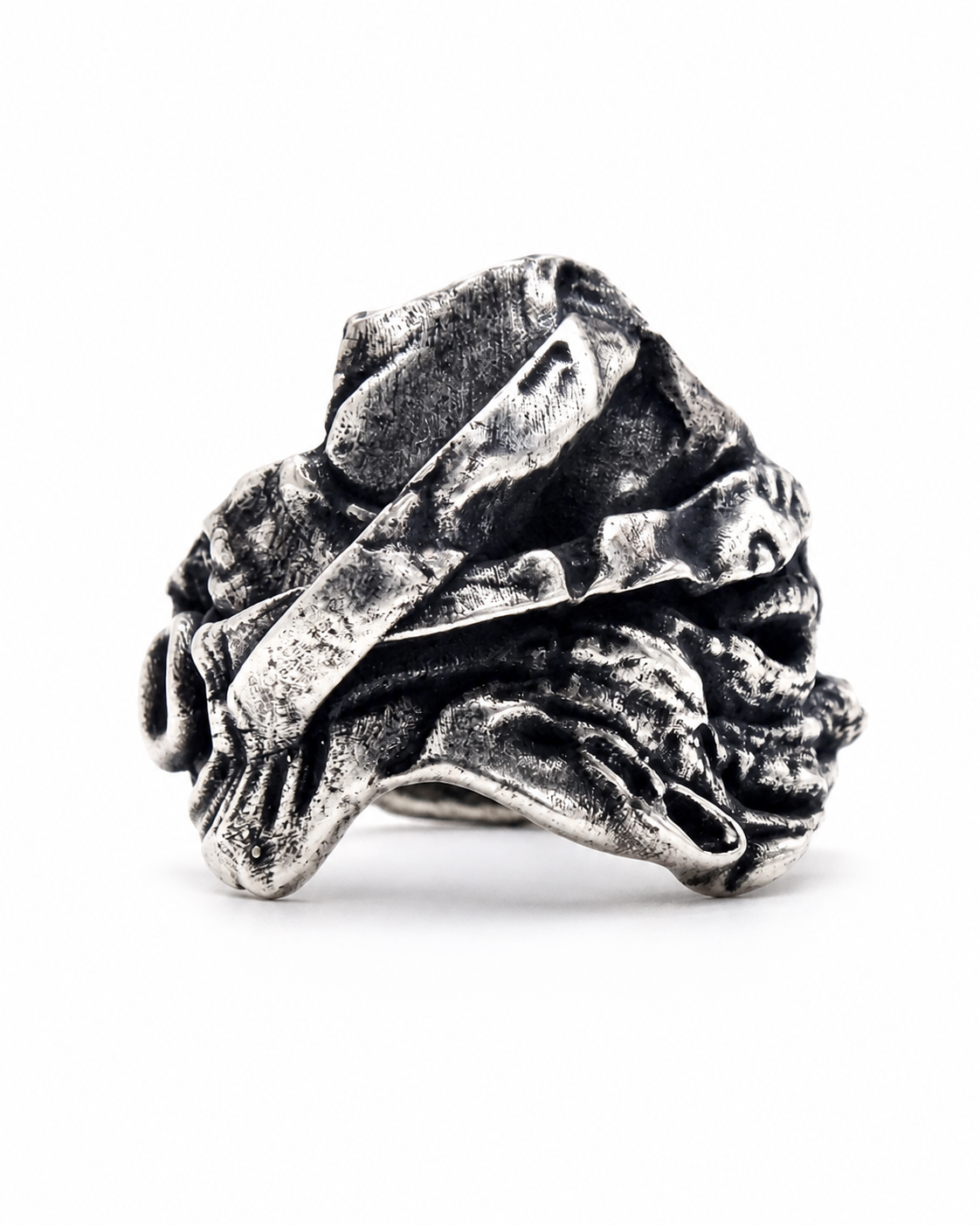 Extended Ring 925 sterling silver compact external structure Exoderme Collection DYSKINESIAA Paris front
