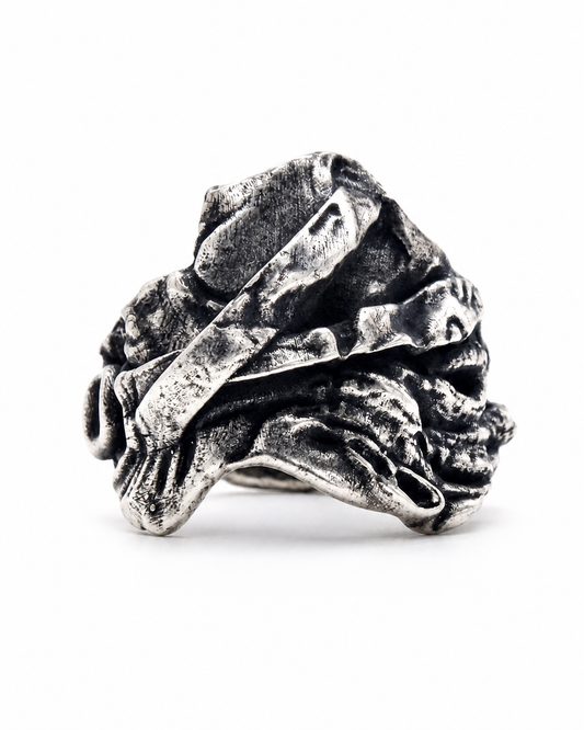 Extended Ring 925 sterling silver compact external structure Exoderme Collection DYSKINESIAA Paris front