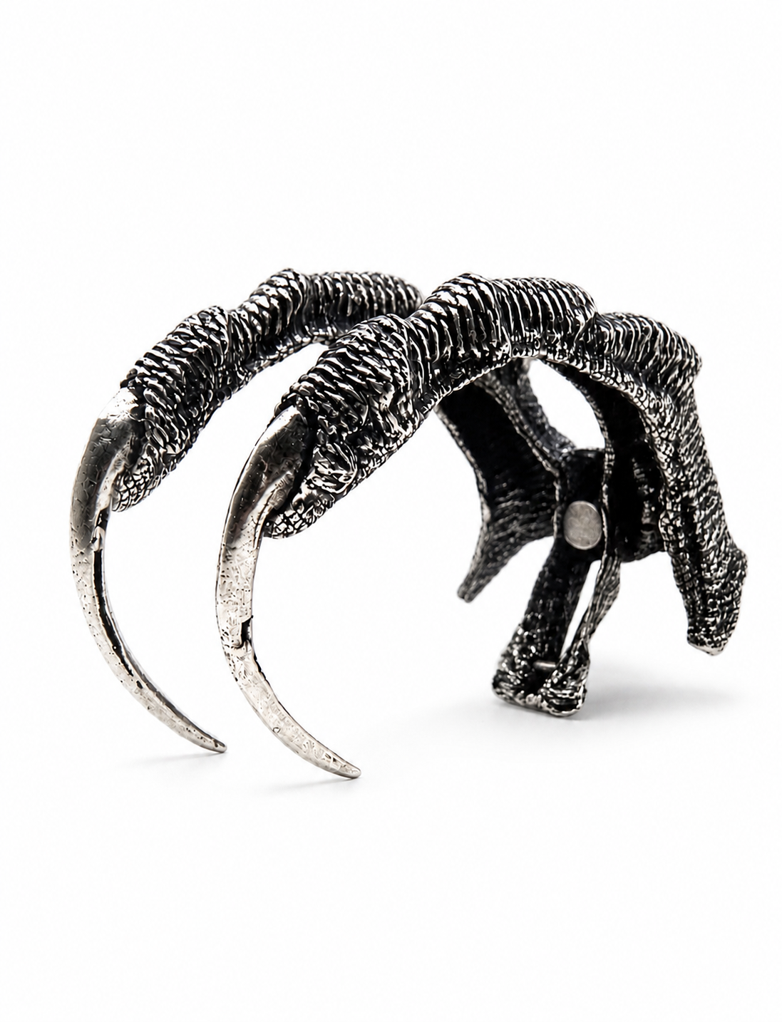 Claw Cuff solid 925 sterling silver architectural statement wrist piece DYSKINESIAA Paris front view