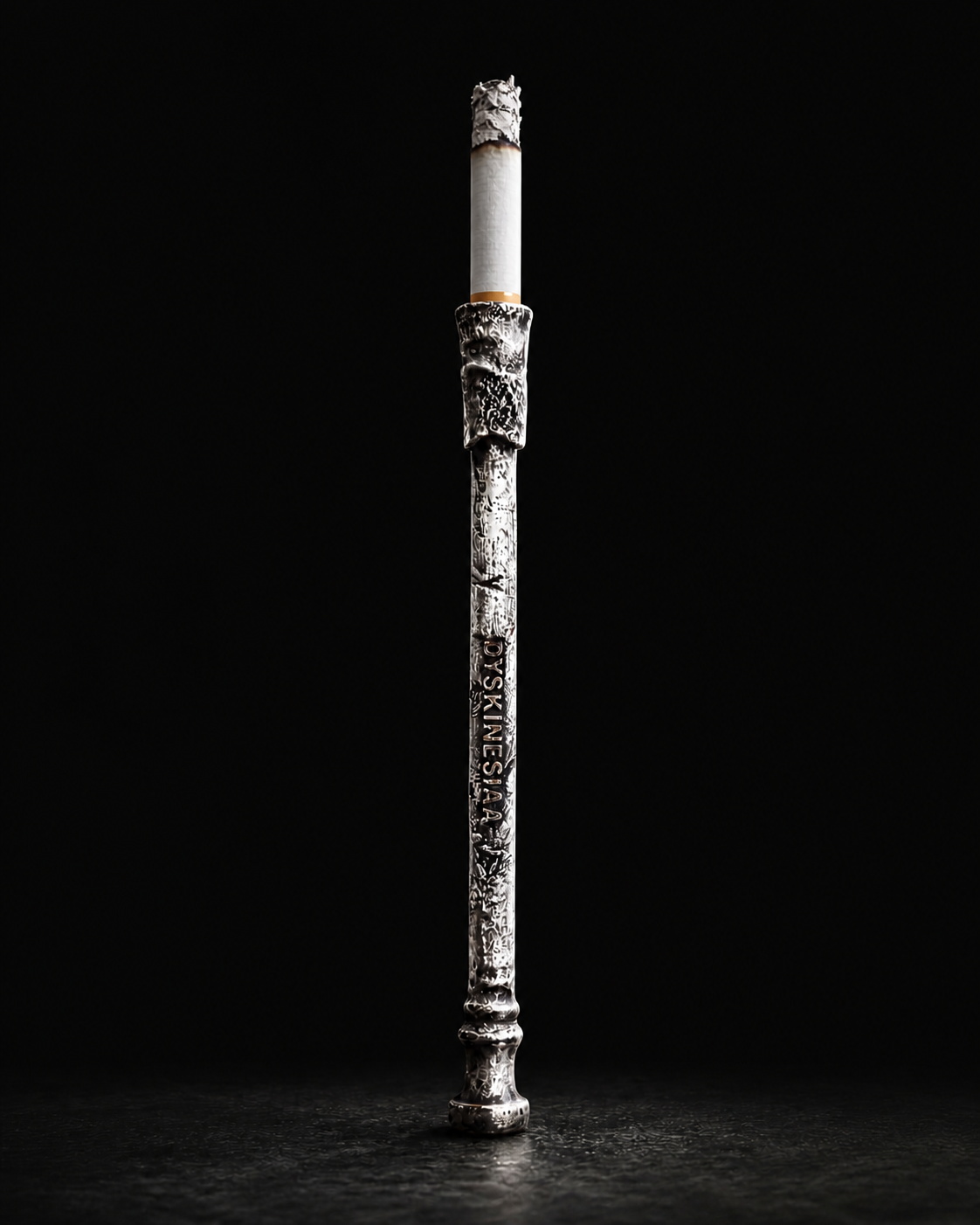Hold Cig 925 sterling silver functional sculpture cigarette holder DYSKINESIAA Paris atelier worn