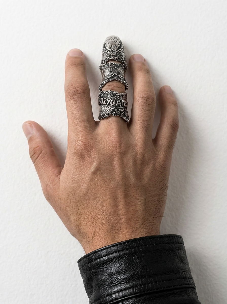 Prothesis Ring 925 sterling silver Exoderme Collection external framework Paris hand-finished