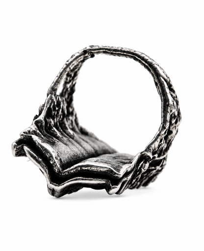 Verteber Ring Exoderme Collection 925 sterling silver architectural ring perspective view