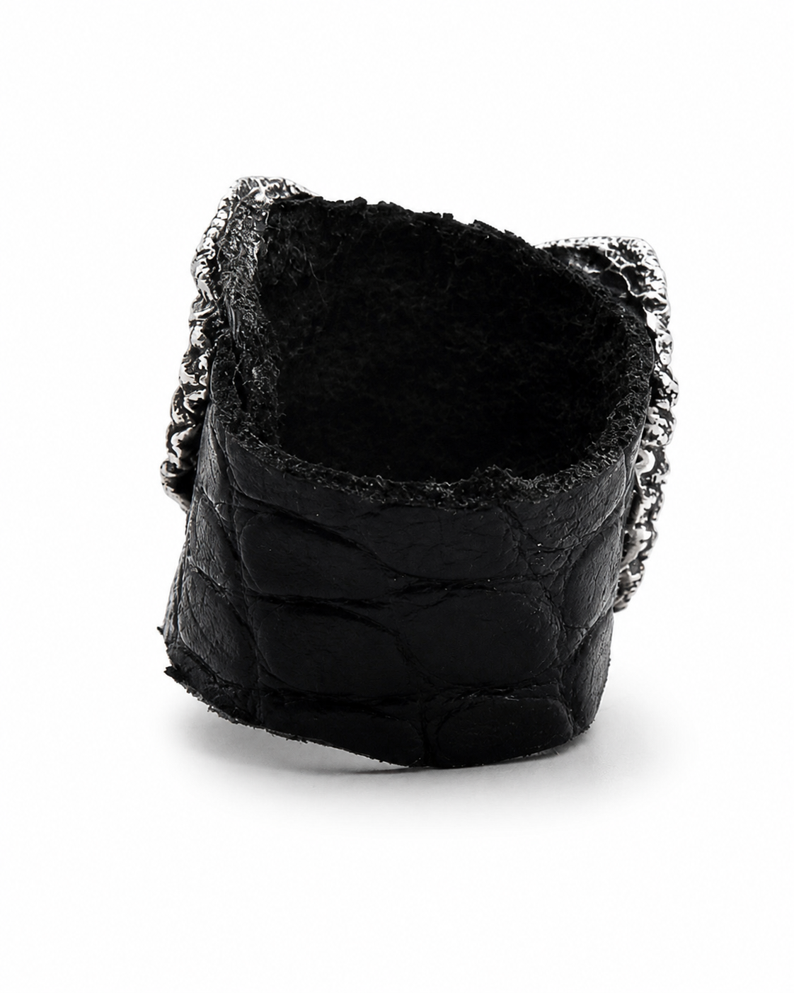 Scale Ring 925 sterling silver leather Skin Collection structural ring Paris atelier hand-finished