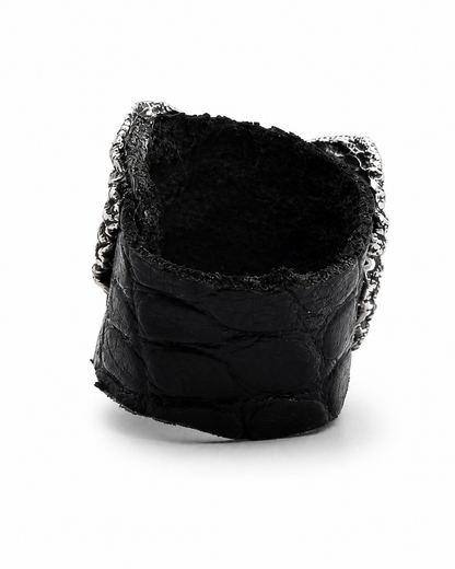 Scale Ring 925 sterling silver leather Skin Collection structural ring Paris atelier hand-finished