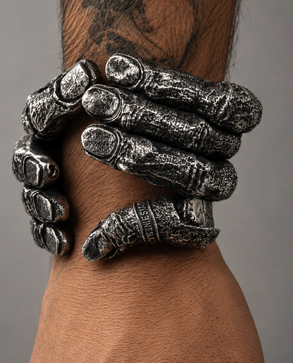 Double Cuff 925 sterling silver opposite mirrored cuffs heavy designer Paris atelier worn lifestyle